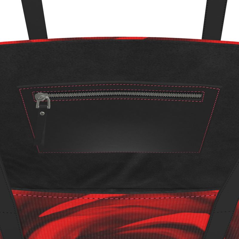 Nappa-Leder Handtasche mit rotem Rosenmotiv – Noir Rose Art Edition