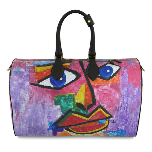 Leder Handtasche - Blue Look - in Abstrakte Gemälde Optik