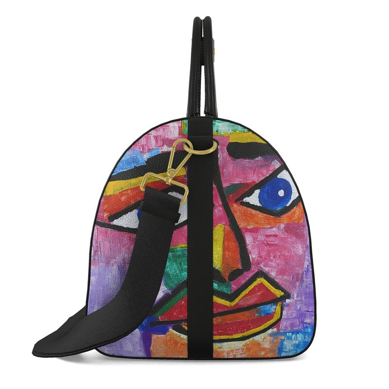 Leder Handtasche - Blue Look - in Abstrakte Gemälde Optik