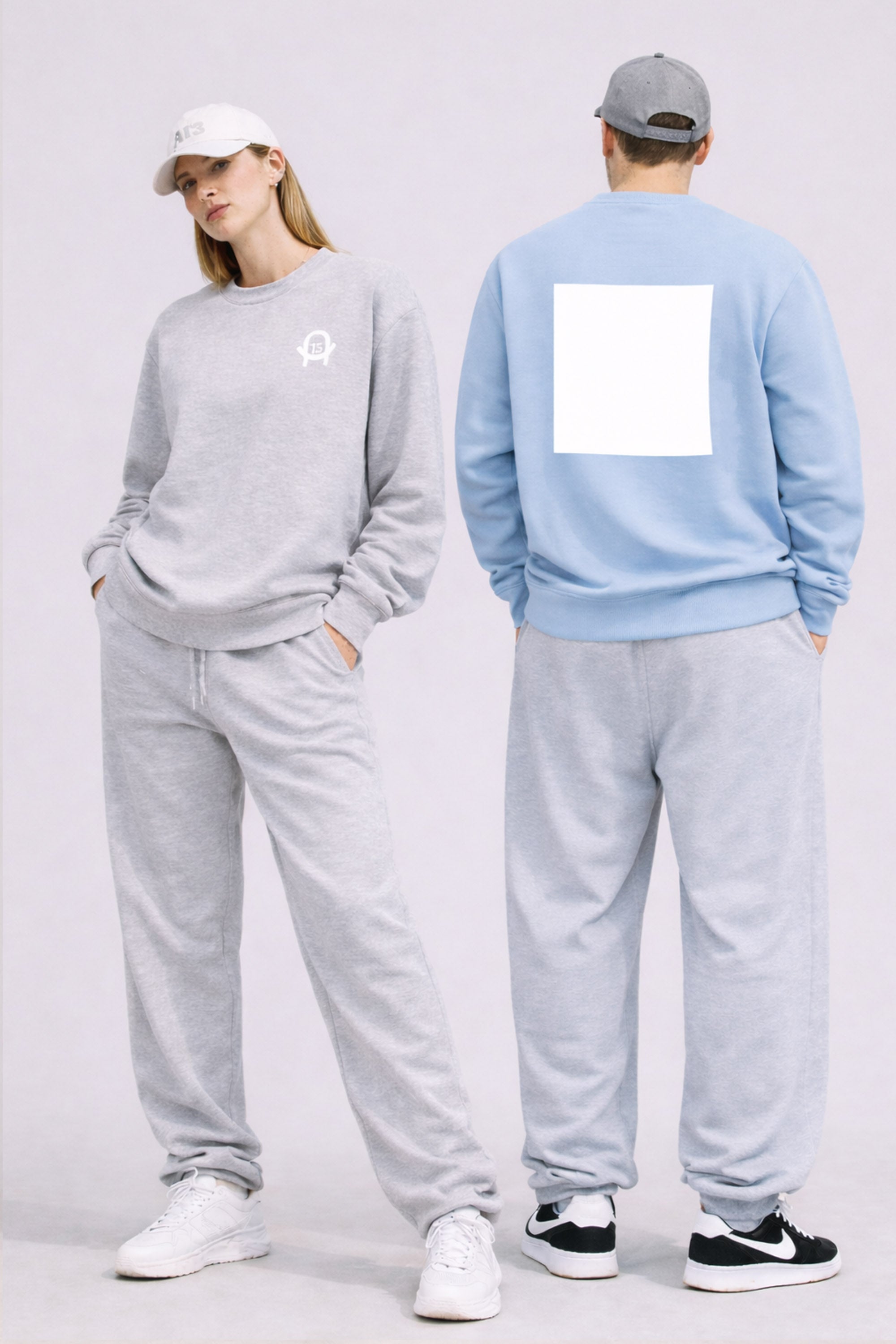 Unisex Sweatshirt Stick A13 – Print Weiß Quadrat