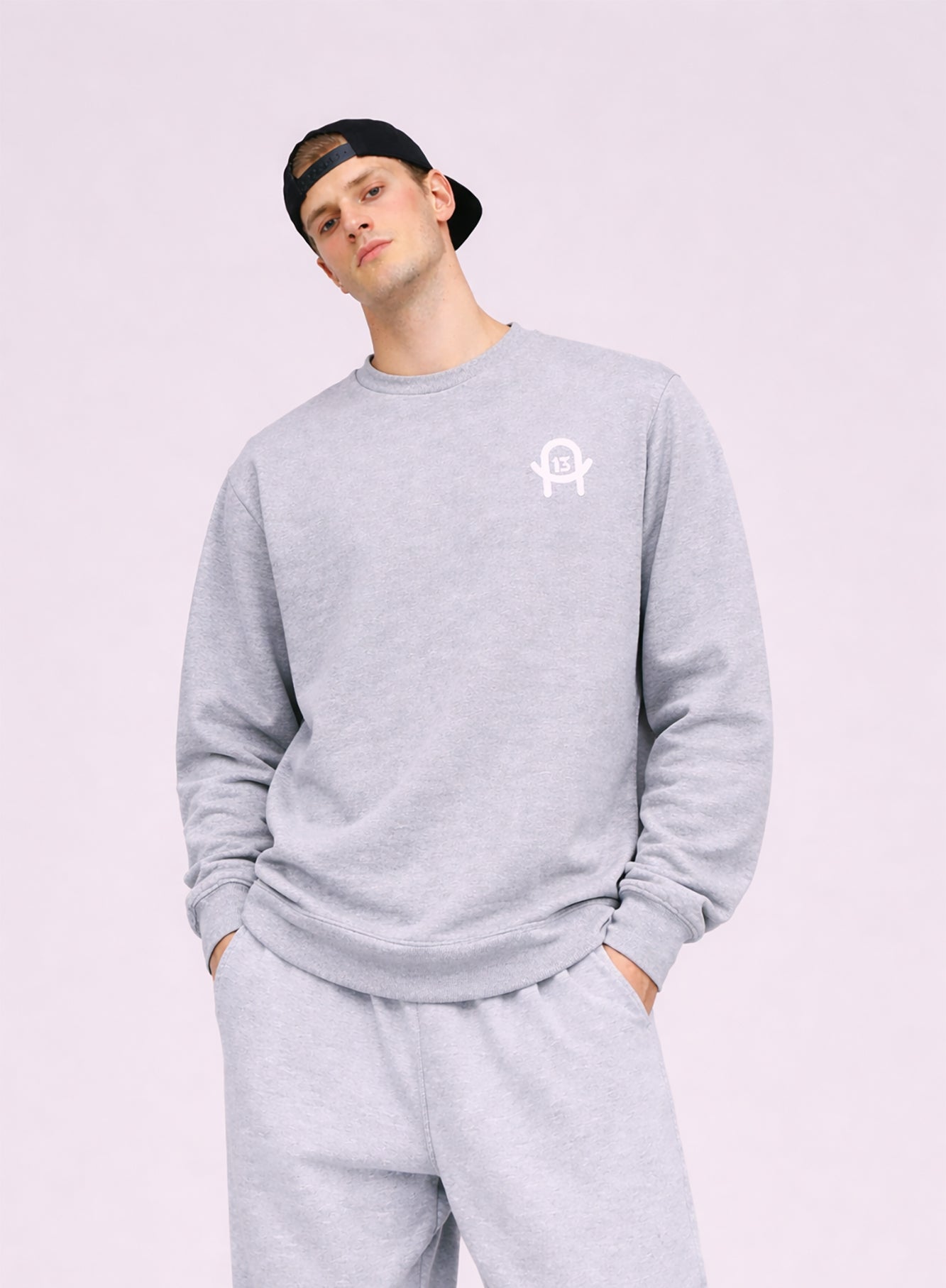 Unisex Sweatshirt Stick A13 – Print Weiß Quadrat