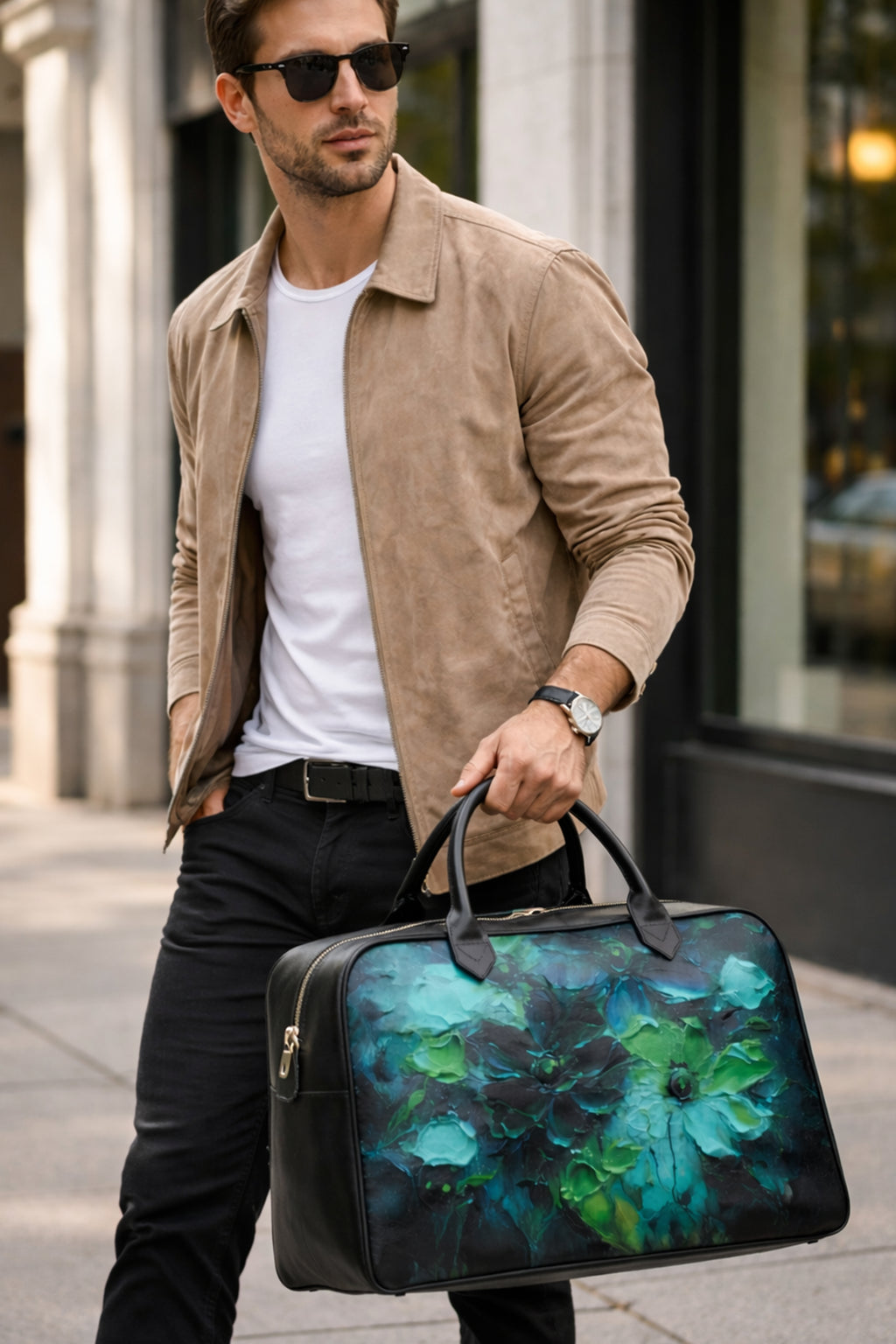 Leder Reisetasche & Handtasche – Emerald Noir | Art Edition