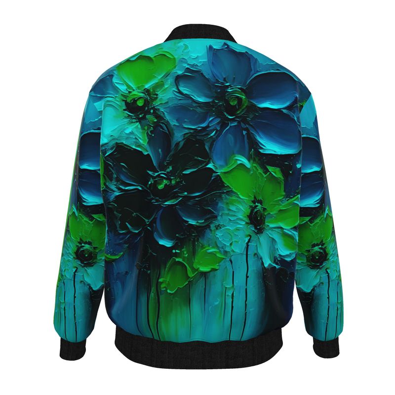 Unisex Bomberjacke im Kunstgemälde-Look – Emerald Noir
