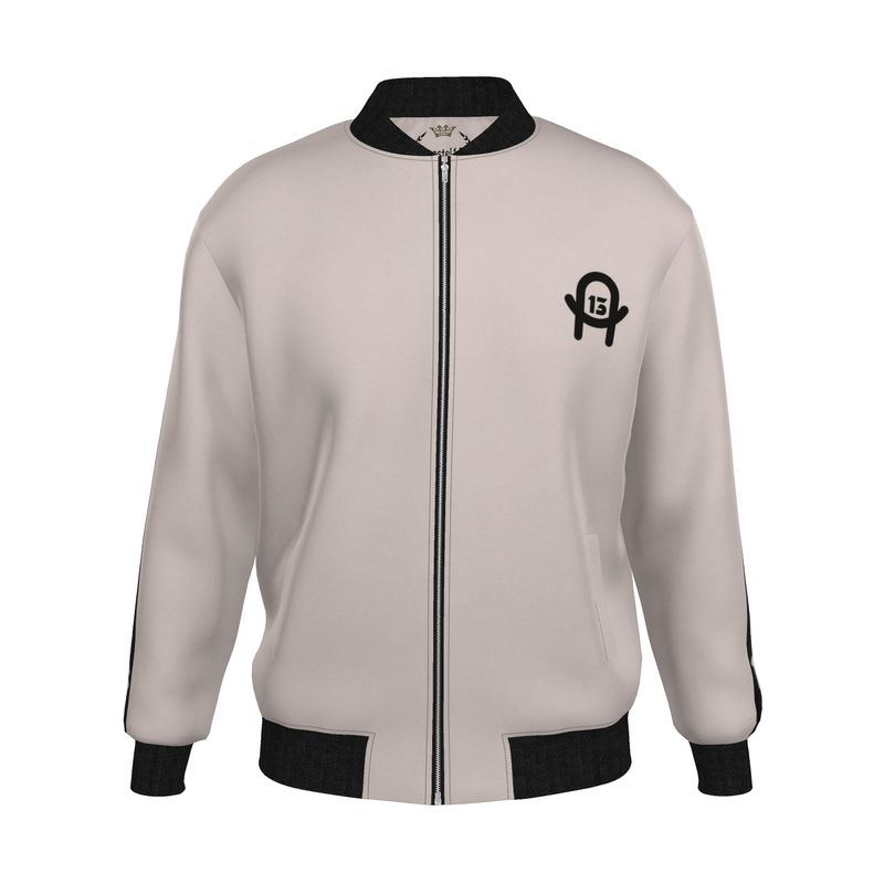 Oversized Satin Bomberjacke Sand Beige – A13 Schwarz Quadrat