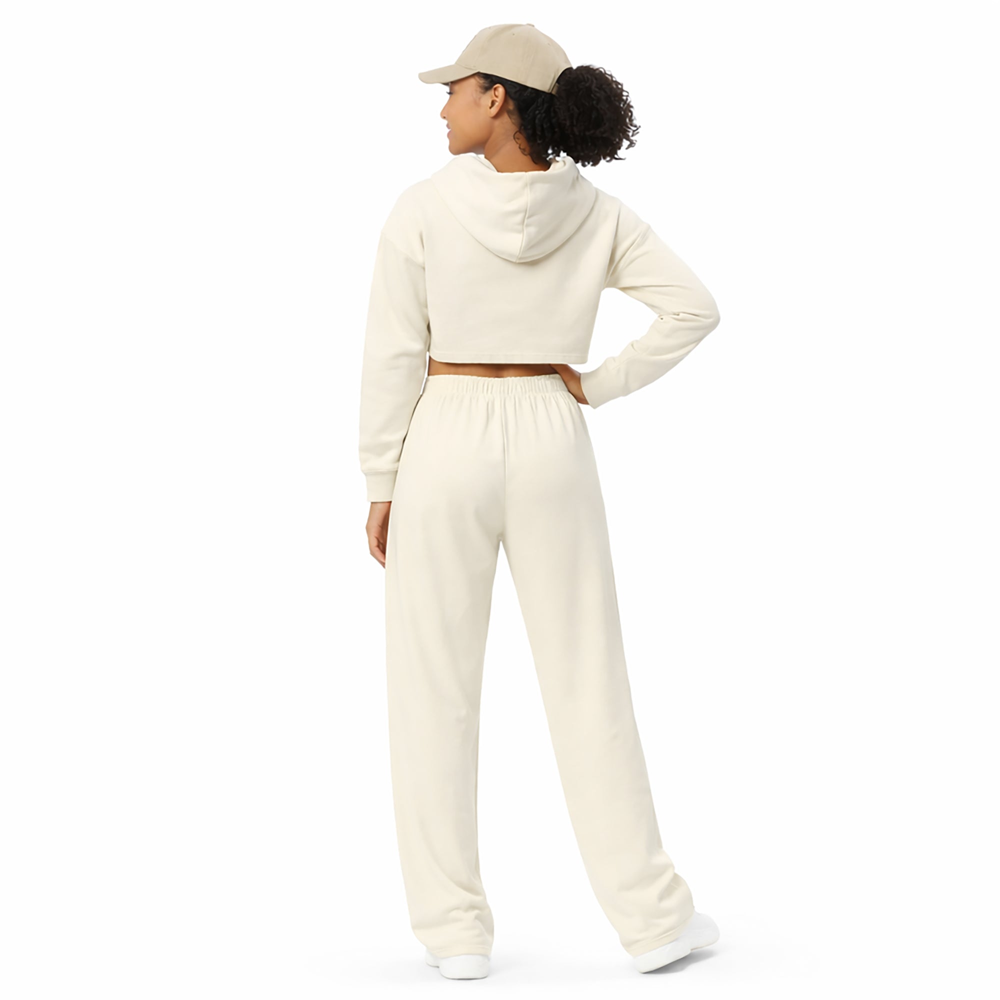 Oversized Jogginghose mit weitem Bein – Bone mit braunen Seitenstreifen