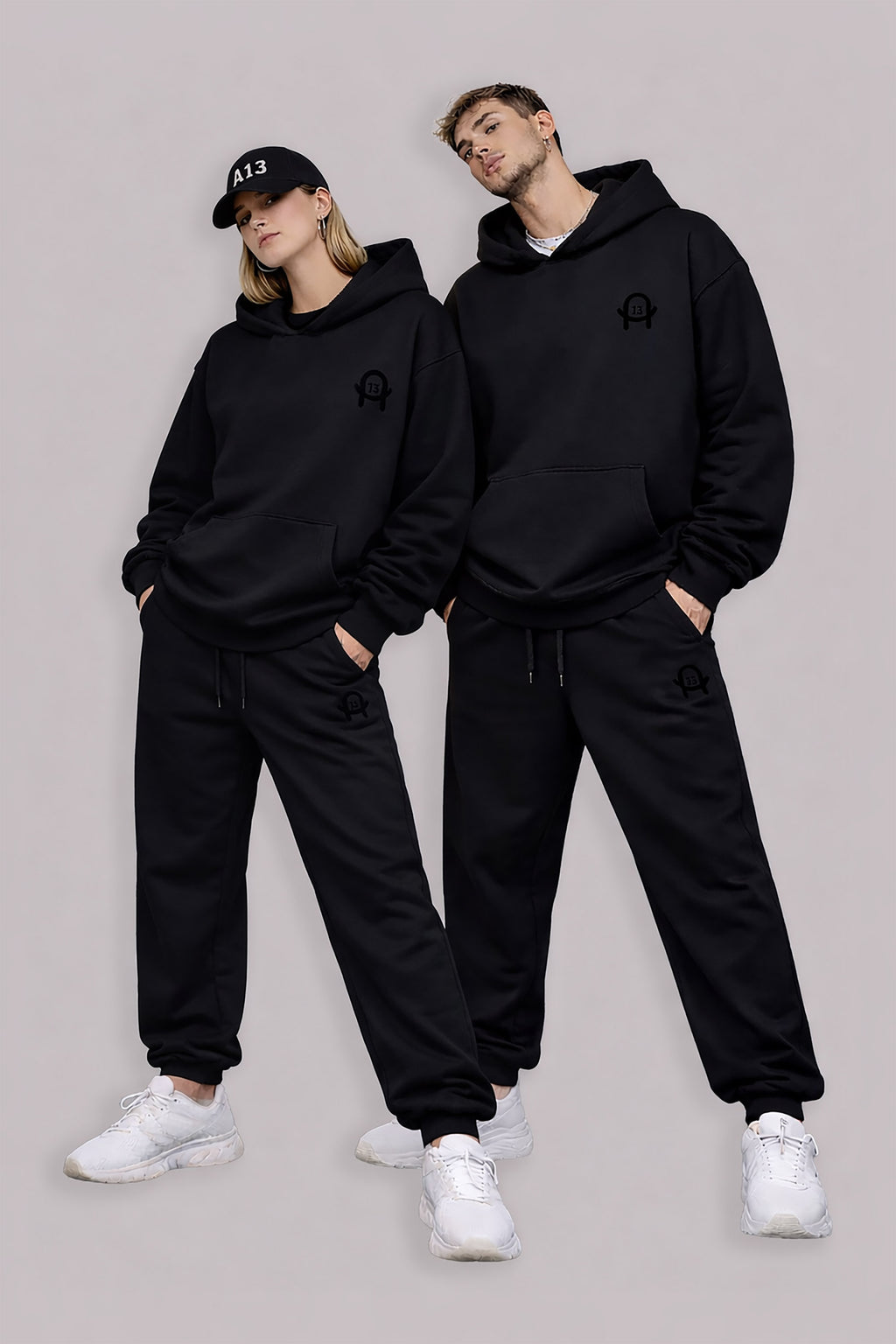 Oversized Urban Hoodie A13 – Stick Schwarz