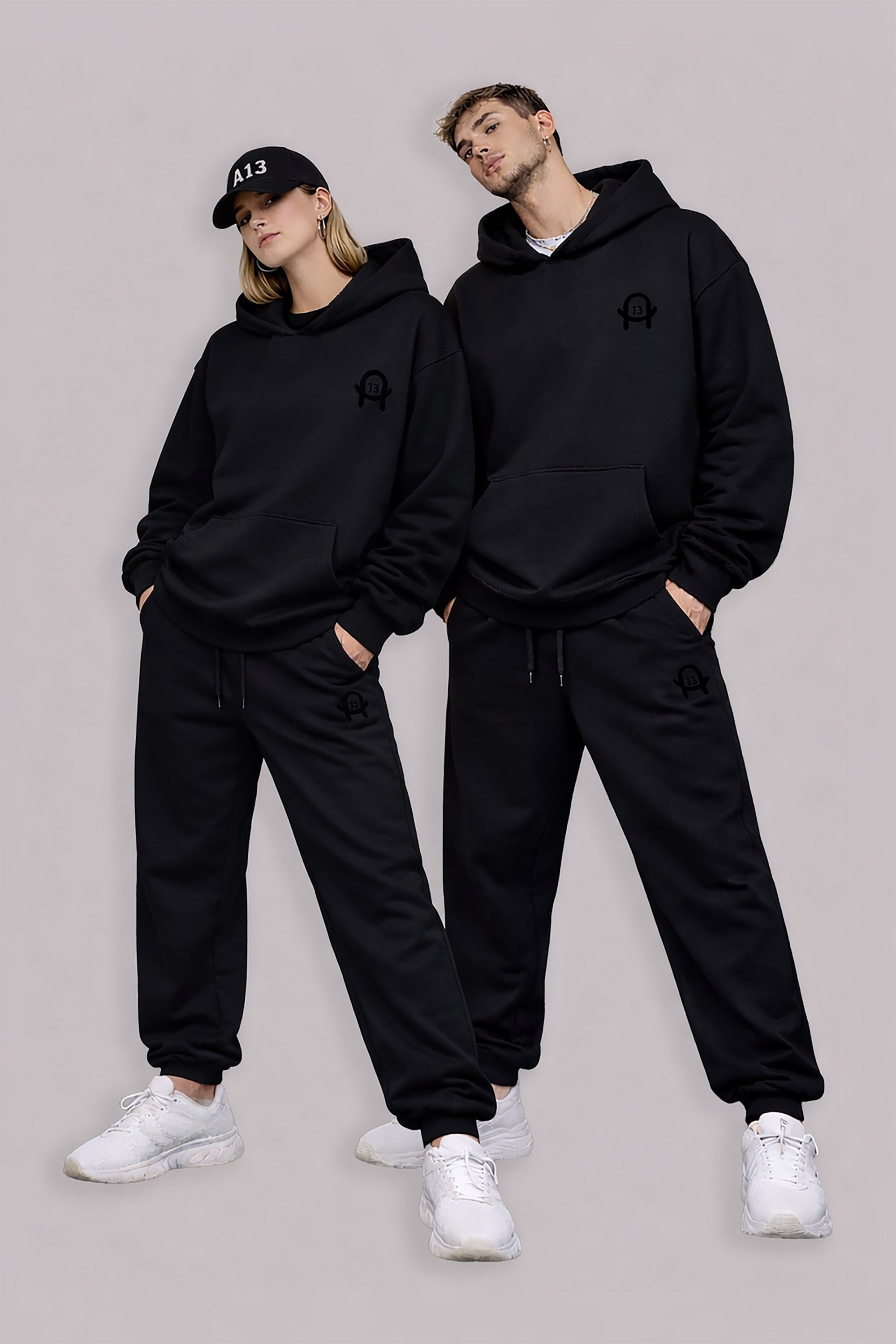 Oversized Urban Hoodie A13 – Stick Schwarz