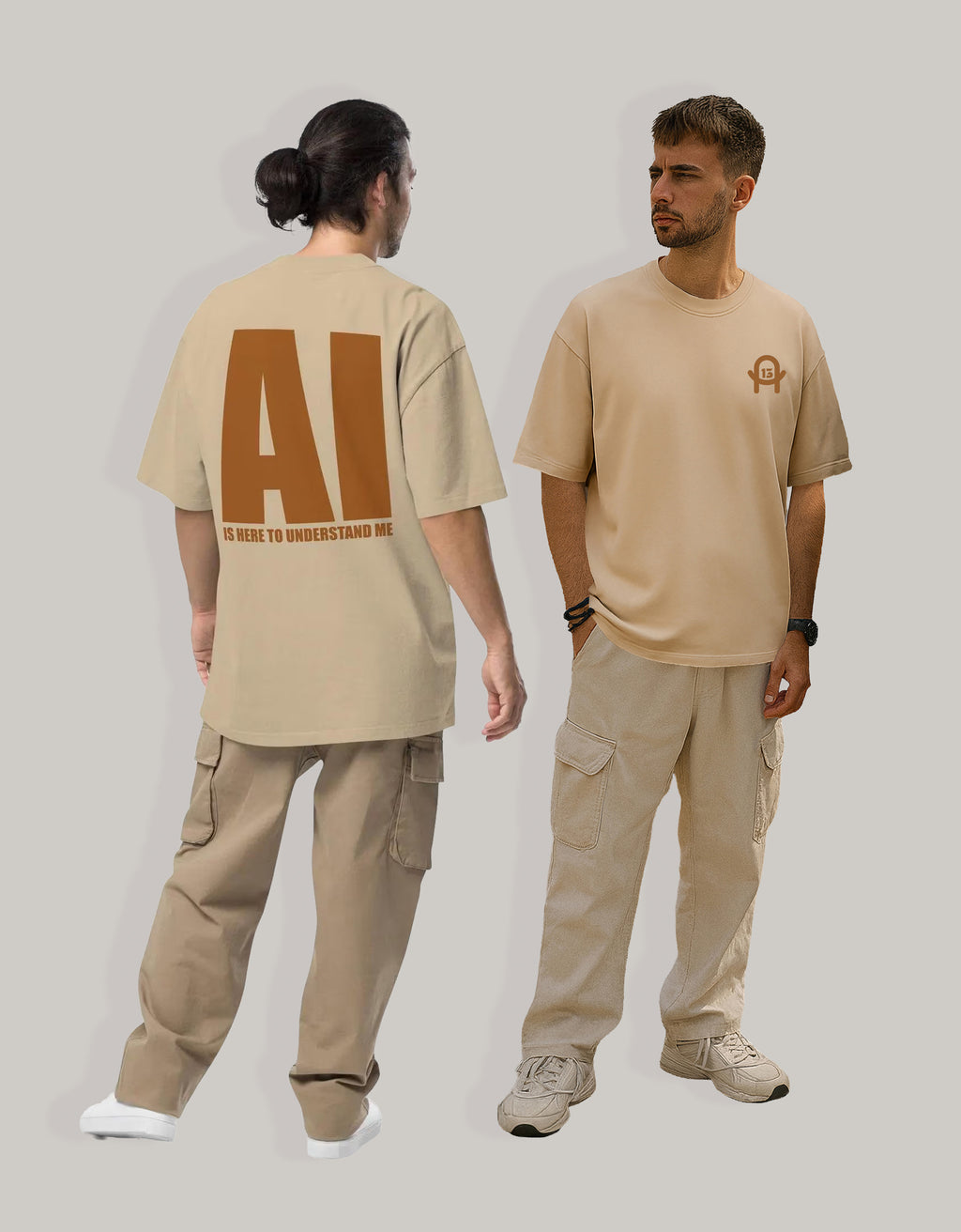 Oversized Baumwolle T-Shirt mit verwaschenem Look - AI is here to understand me