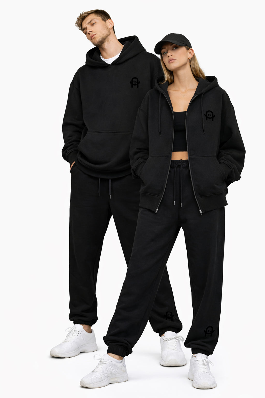 Oversized Urban Hoodie A13 – Stick Schwarz