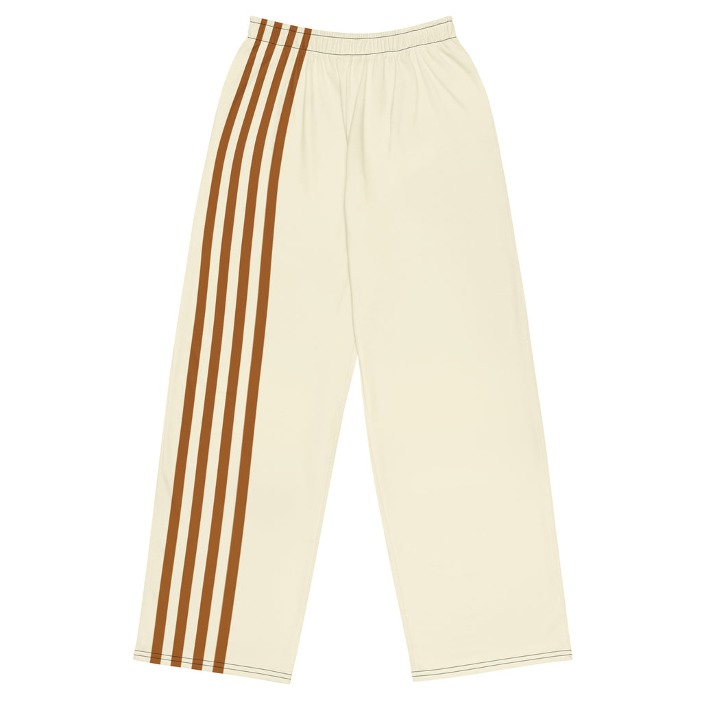 Oversized Jogginghose mit weitem Bein – Bone mit braunen Seitenstreifen