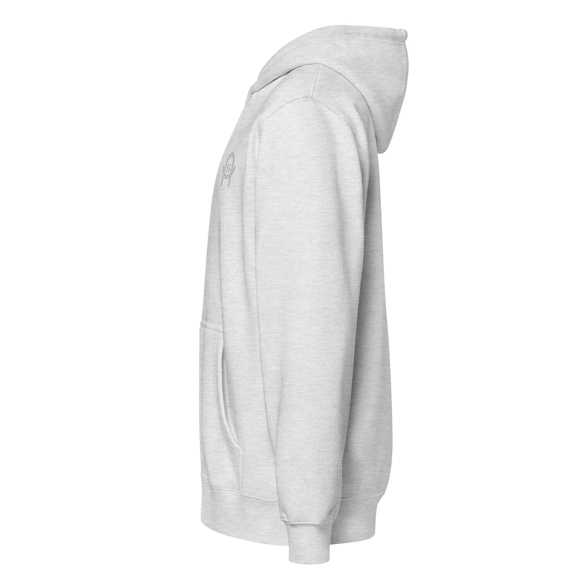 Oversized Zipper Hoodie A13 in Grau mit Stickerei
